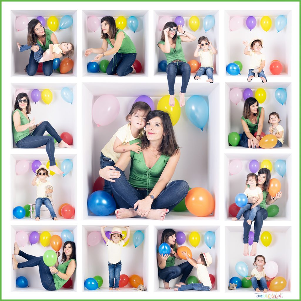 maman et sa petite fille en shooting dans une boite