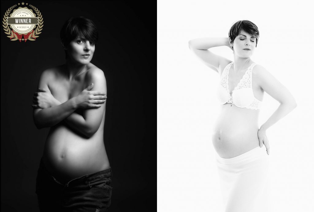 jeune femme en photo de grossesse de studio à tours 