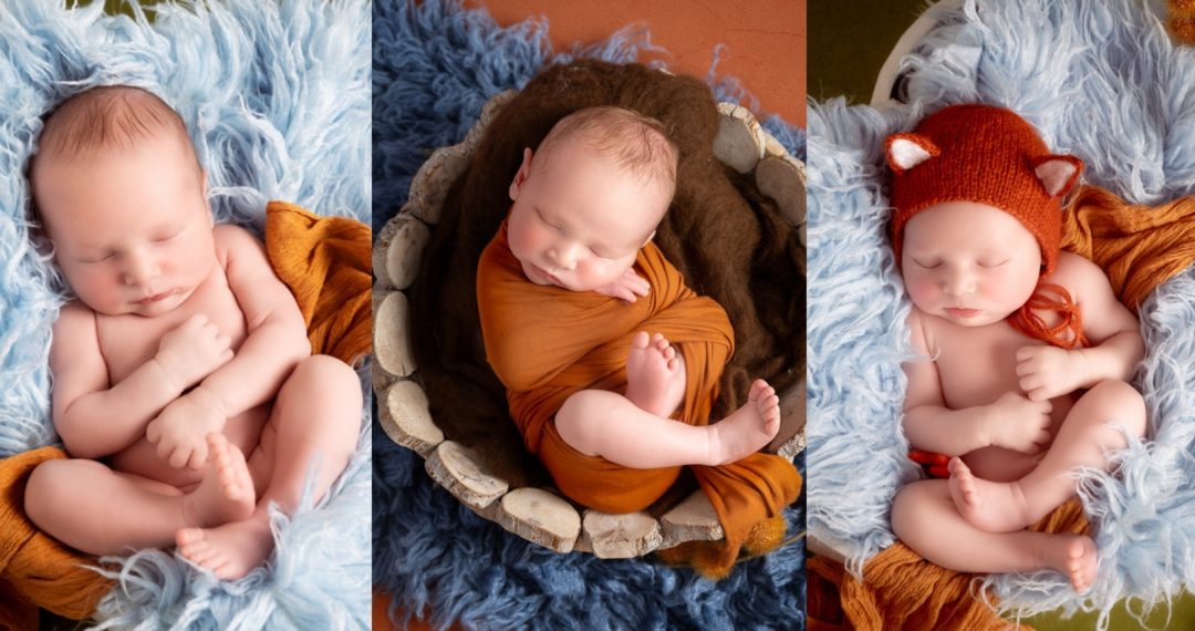 Bébé nouveau-né photographié en studio professionnel à Tours